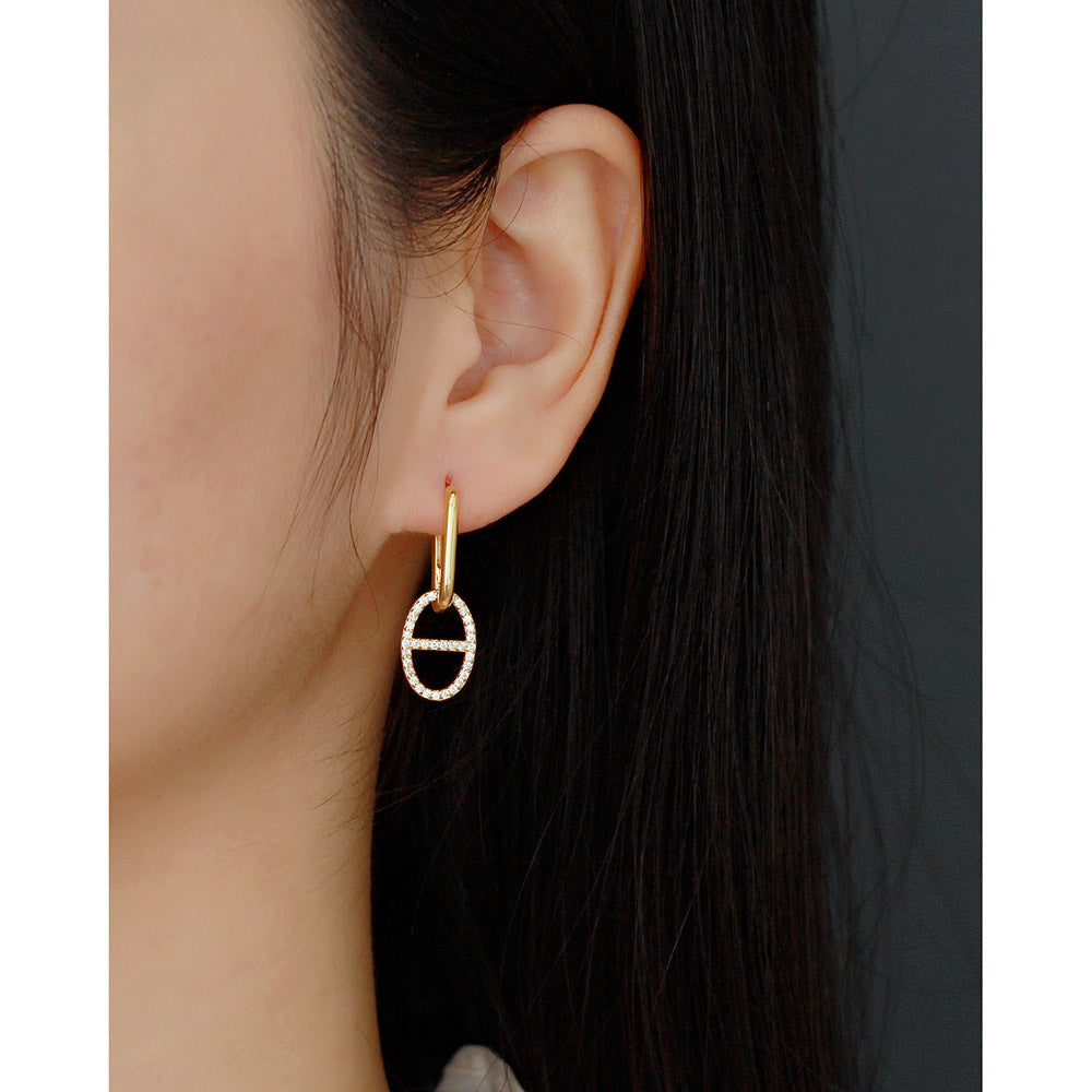 Orecchini a clip con strass geometrici "Sweet-Edgy" in argento sterling S925 da donna