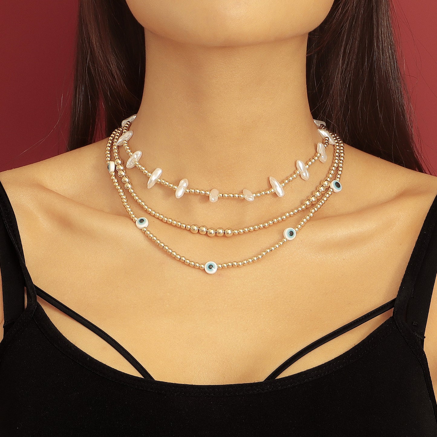 Fashionable Geometric Acrylic and Pearl Pendant Necklace for Women with Plated Alloy Chain and Heart Accent