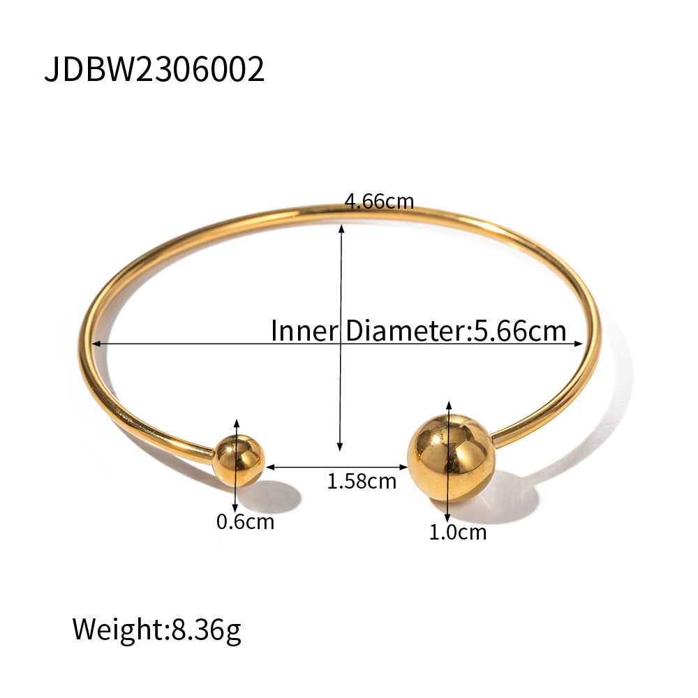 Bracciale da donna in acciaio inossidabile placcato oro 18K a sfera geometrica stile INS