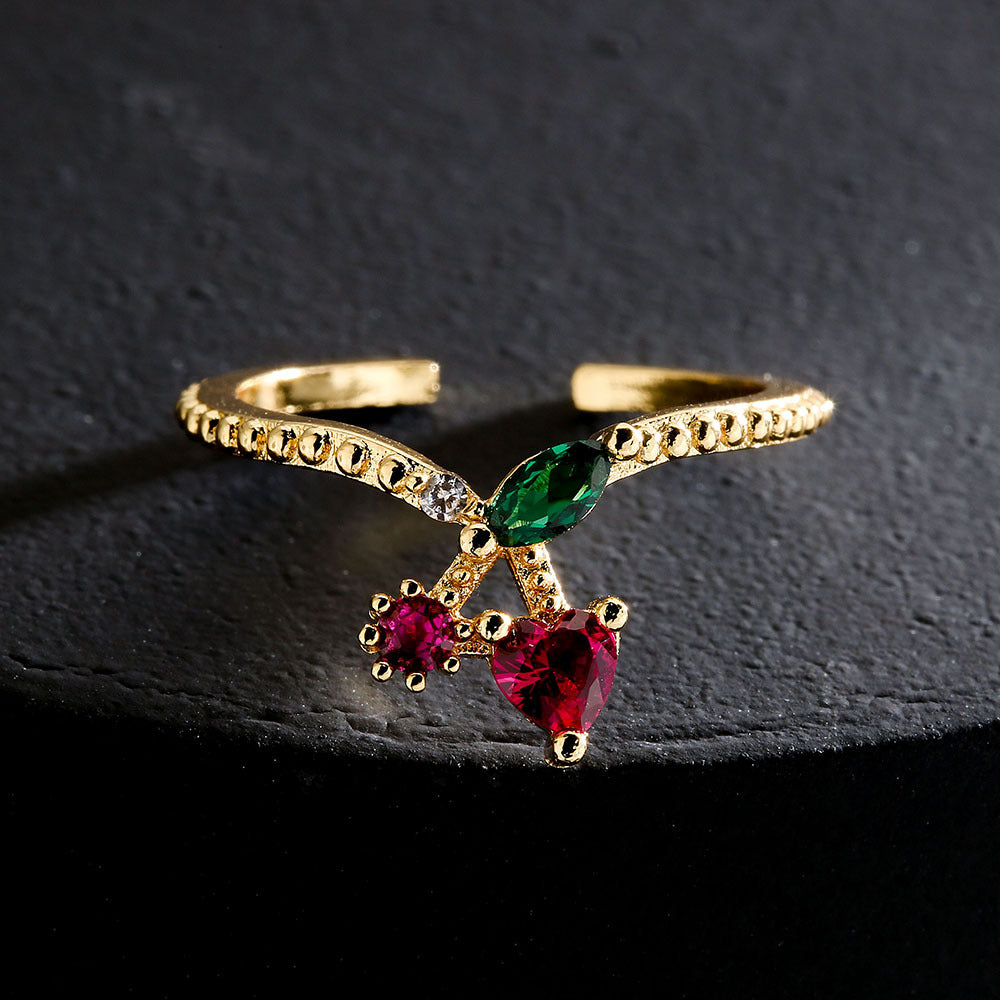 Ins Style 18K Gold Plated Copper Micro-Paved Zircon Irregular Geometric Open Ring for Women