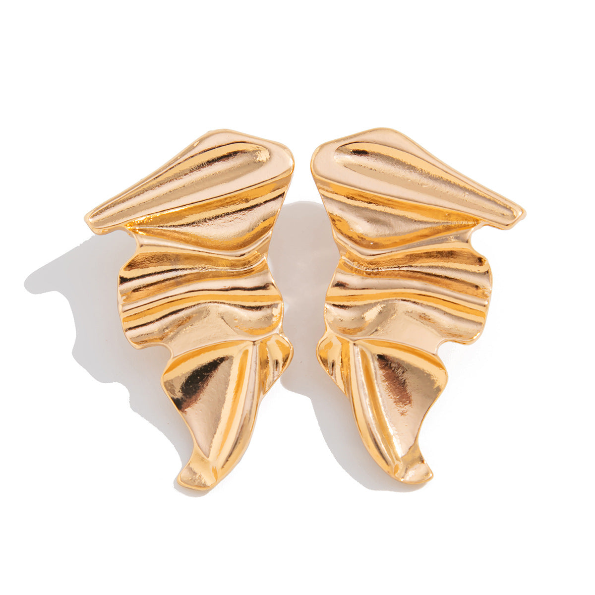 Exaggerated Geometric Pleated Zinc Alloy Plated Earrings for Women