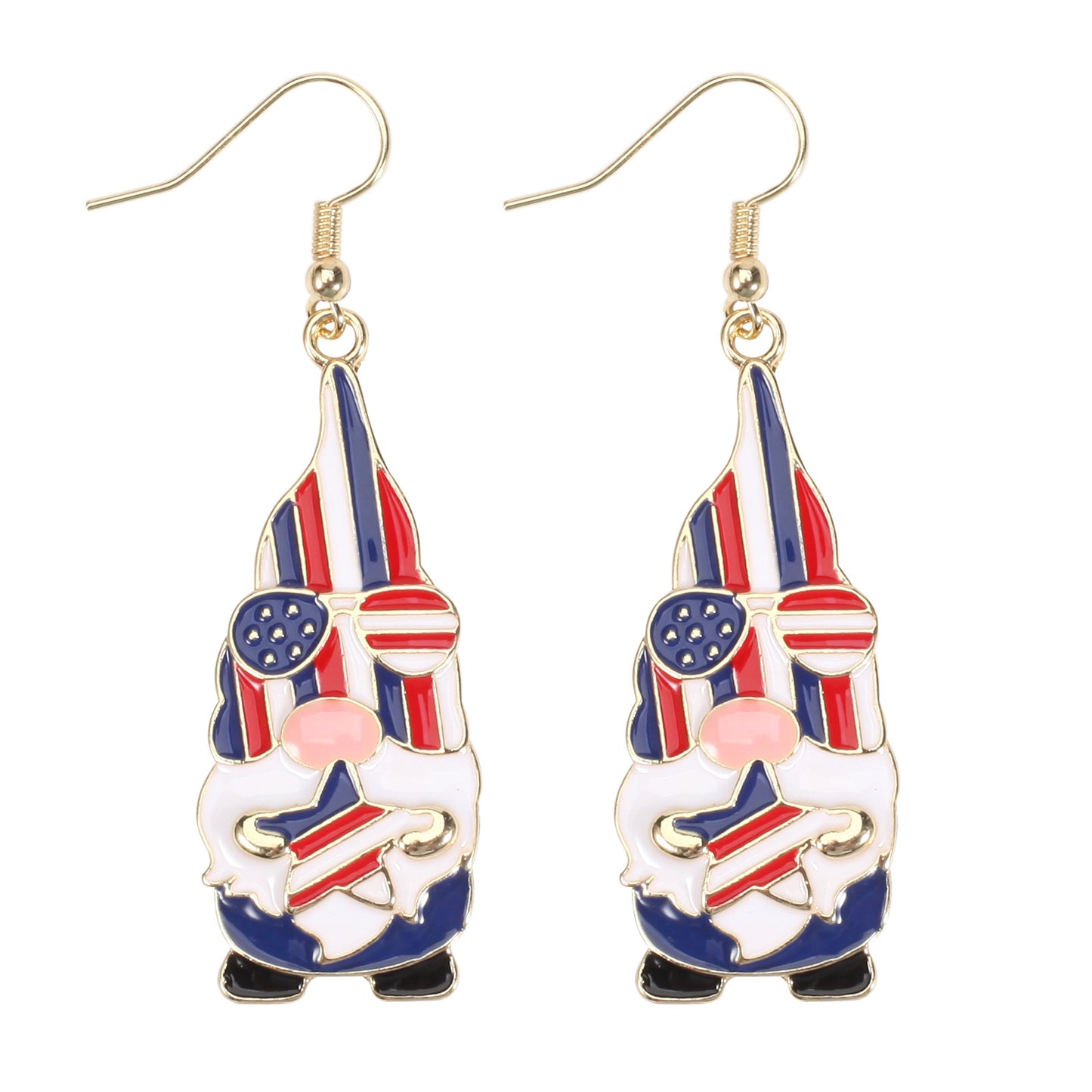Plated Alloy Star Earrings with Christmas Santa Claus and American Flag Elements