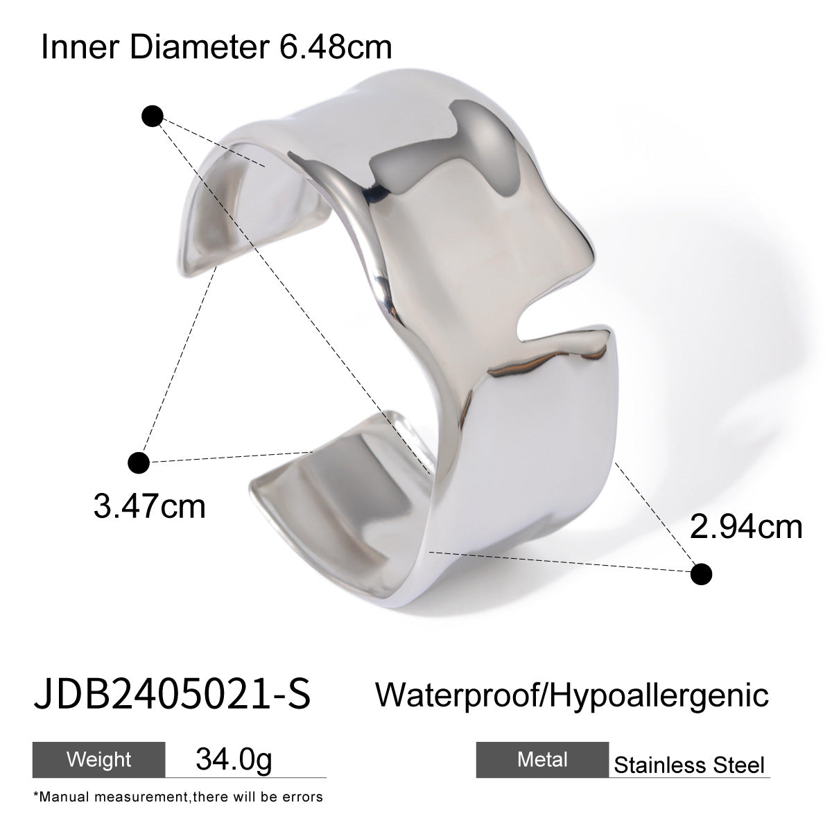 Gold Plated Geometric Stainless Steel Open Cuff Bracelet
