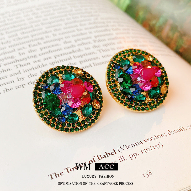 Vintage-Style Geometric Round Clip-On Earrings in Alloy with Plated Finish for Women