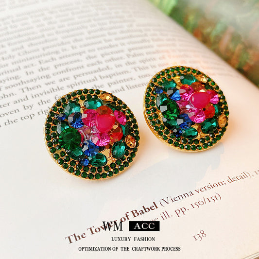 Vintage-Style Geometric Round Clip-On Earrings in Alloy with Plated Finish for Women