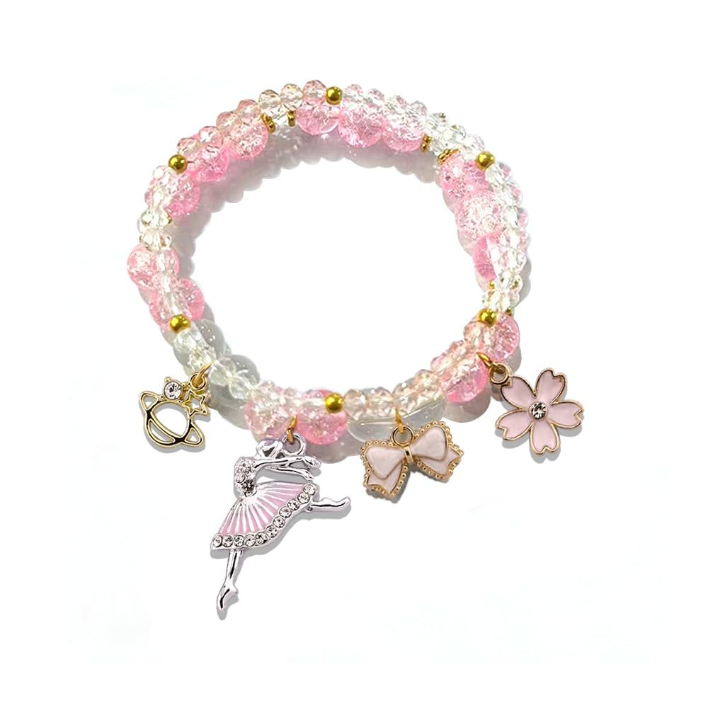 Sweet Minimalist Glass Beaded Bracelet with Cartoon Rabbit Design for Women