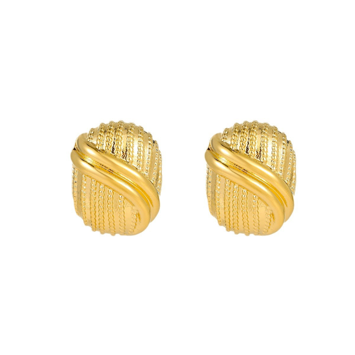 Orecchini da donna quadrati geometrici testurizzati in acciaio inossidabile placcato oro 18K, stile vintage