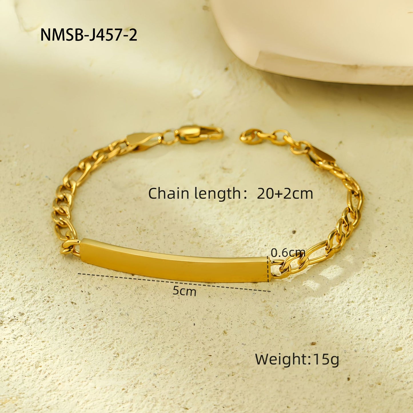 Fashionable Geometric Stainless Steel Bracelet with 18K Gold Plating and Zircon Inlay for Women