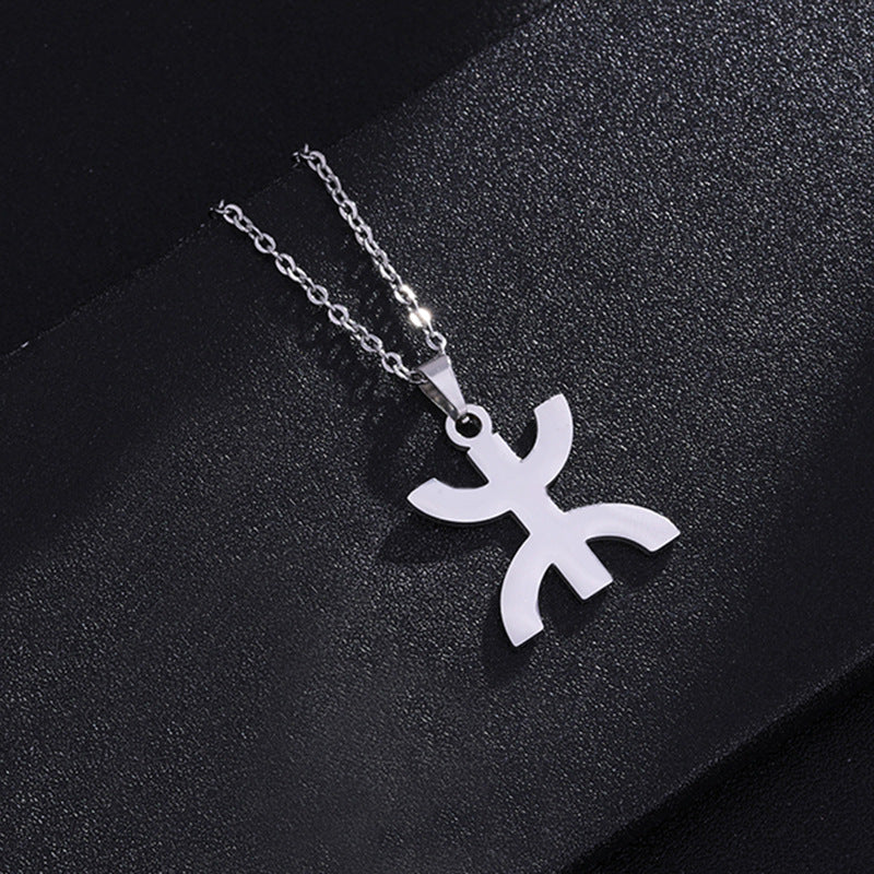 Collar con dije tribal bereber geométrico en acero inoxidable con acabado chapado para mujeres y hombres, cadena étnica minimalista para llevar en capas