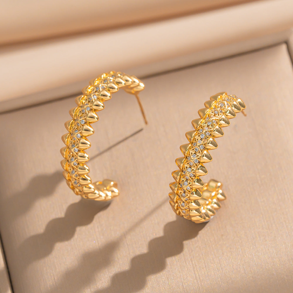 Set di bracciale e anello da donna in acciaio al titanio e rame ecologico con finitura lucida, a forma di rombo geometrico, lussuoso e minimalista