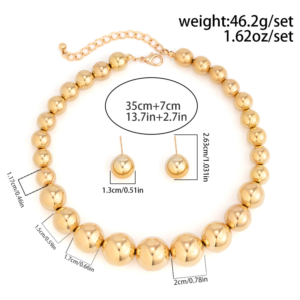 Punk Style Geometric Choker Necklace with Imitation Pearl Beads and Plated Finish