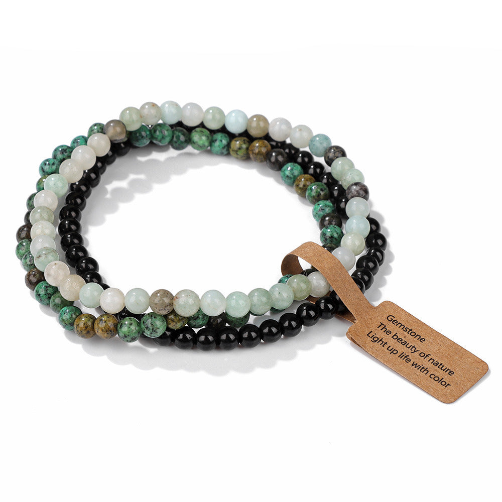 Vintage Geometric Agate Beaded Bracelet Unisex Natural Stone Jewelry