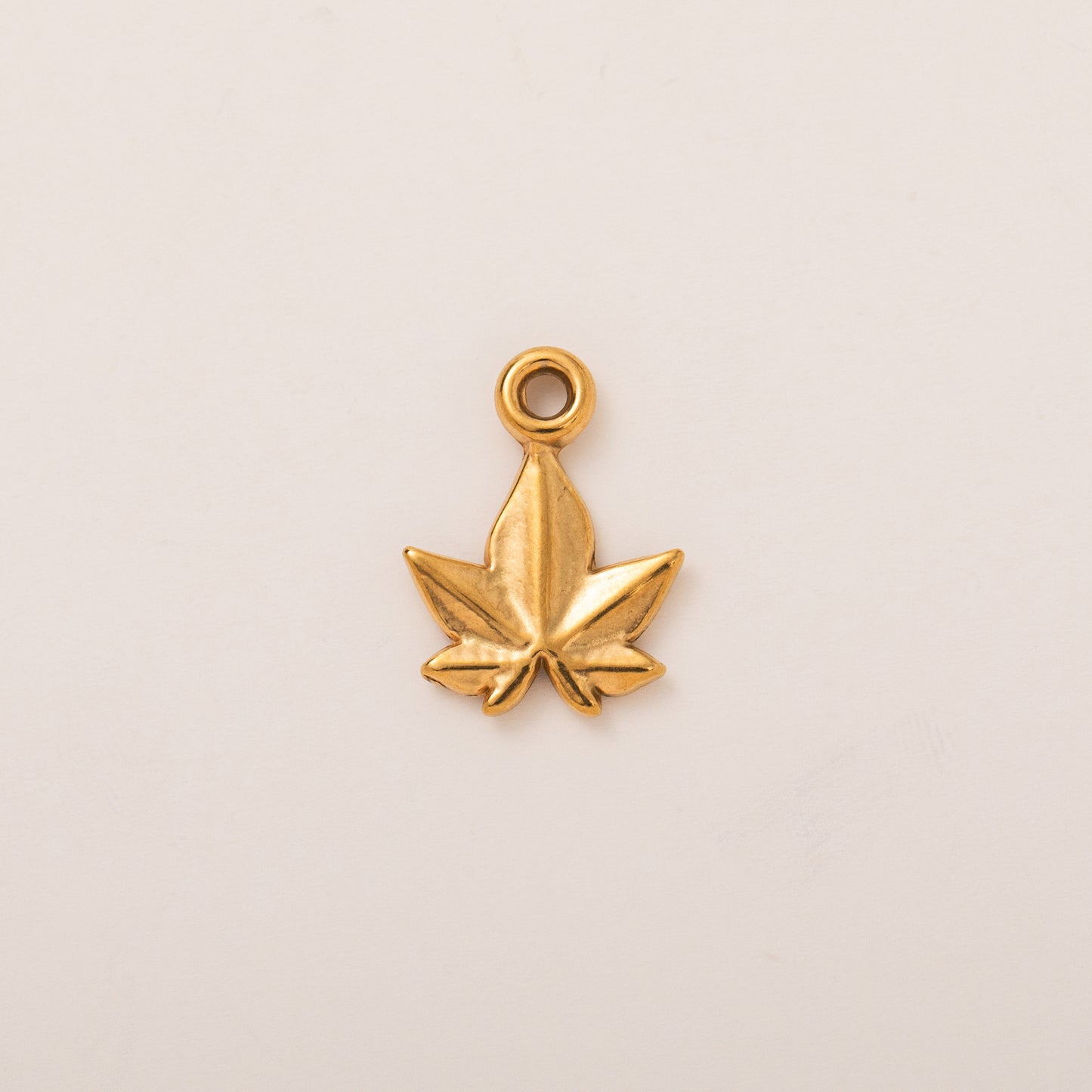 Vintage 18K Gold Plated Stainless Steel Plant Pendant Charm Bar with Adjustable Chain