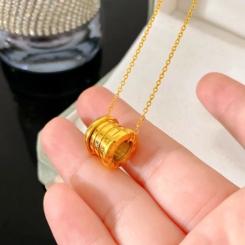 Casual Geometric Round Titanium Steel Plated Pendant Necklace for Unisex