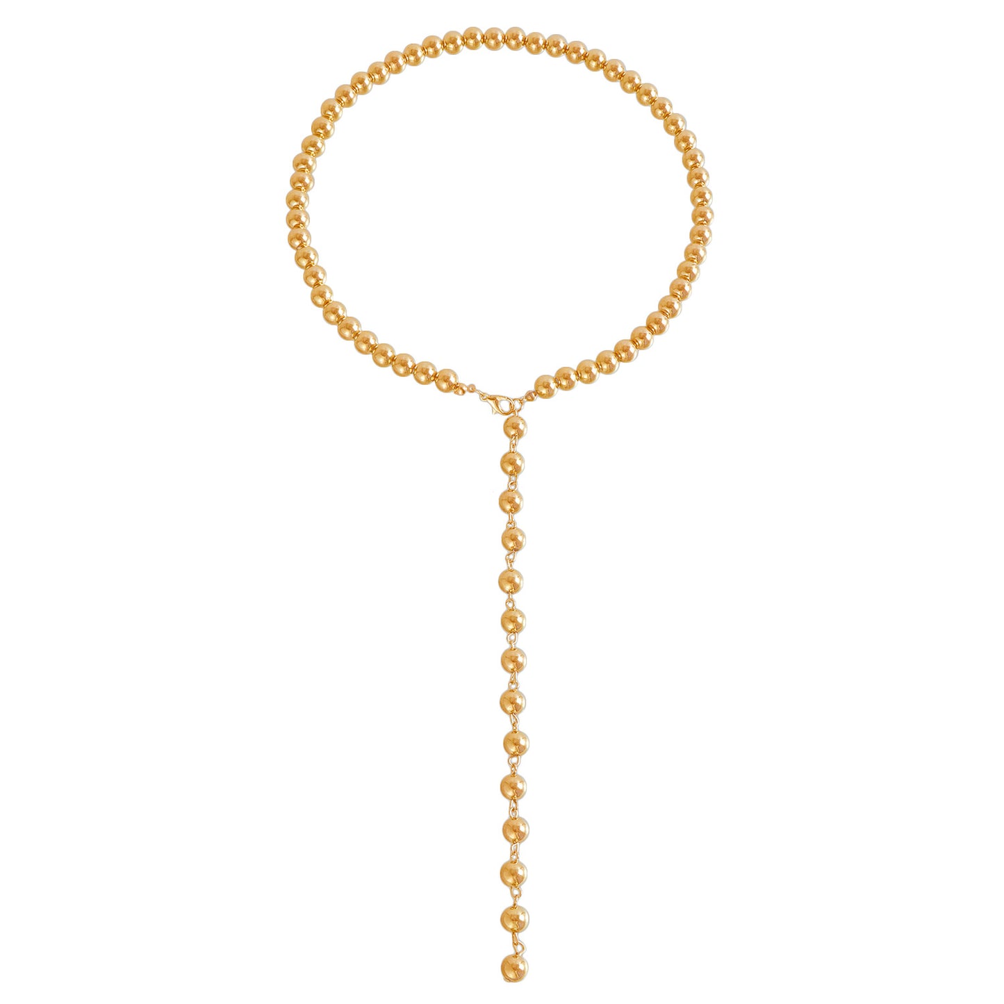 Vintage Geometric Beaded Necklace for Women with Plastic Resin Beads Electroplated Alloy Pendant and Long Tassel Chain
