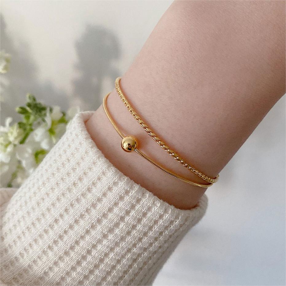 Bracciale a catena snake geometrico minimalista in argento sterling 925