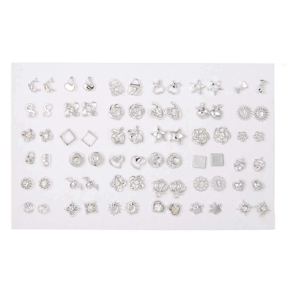 Geometric Resin Stud Earrings Set with Rhinestone Inlay Featuring Floral Animal and Letter Designs for Women