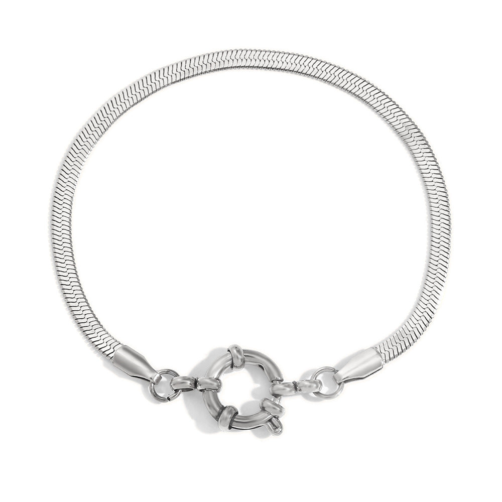 Minimalist Geometric Stainless Steel Plated 18K Gold Blade Chain Bracelet with Spring Clip Closure
