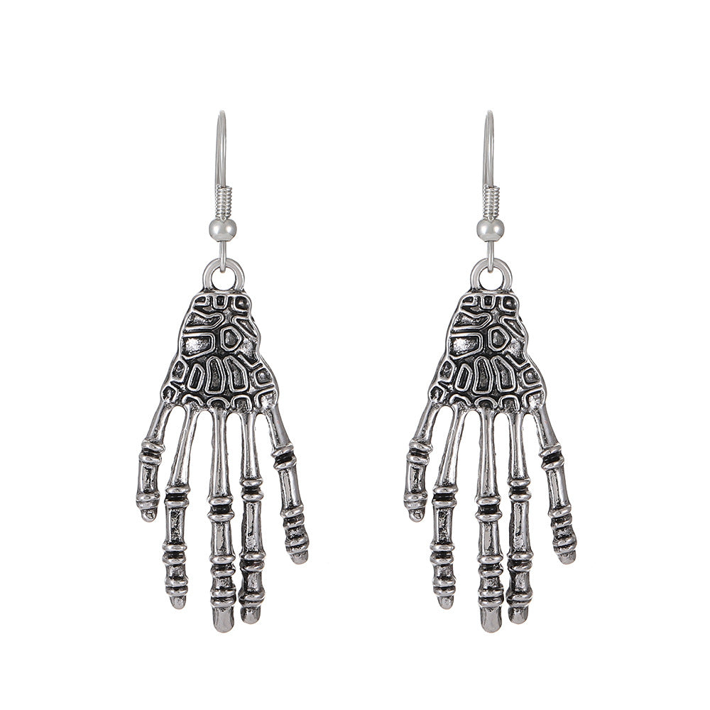 Pendientes de aleación con diseño de calabaza y calavera, estilo punk, chapados en oro, para mujer, temáticos de Halloween