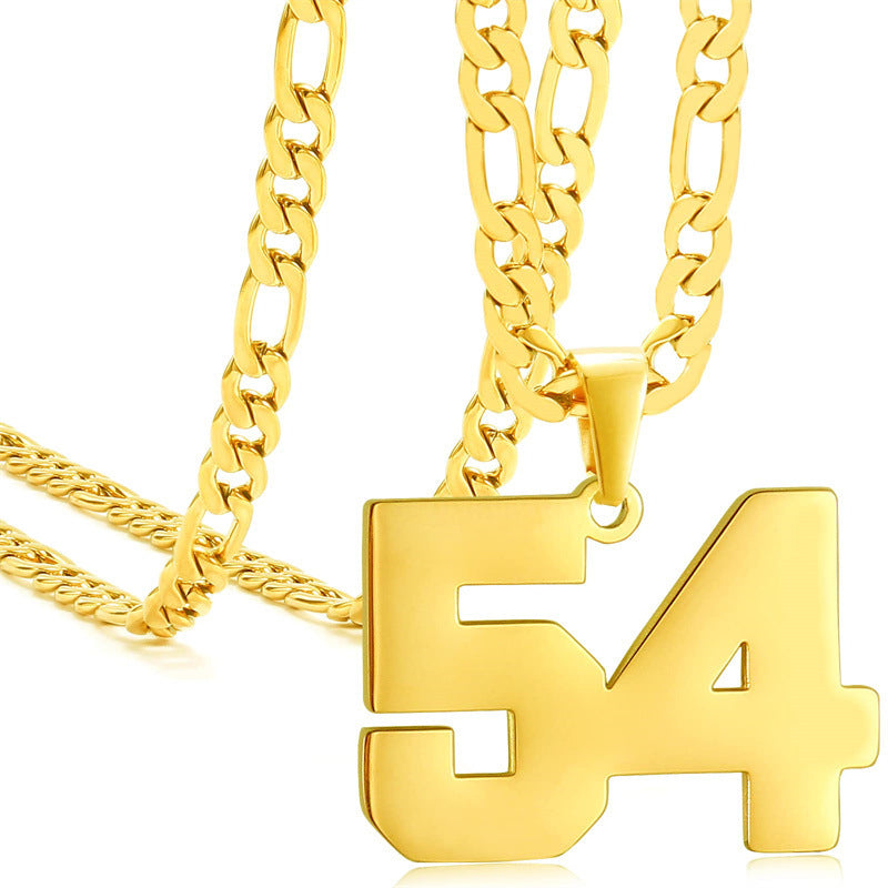 Minimalist Numeric Pendant Necklace for Men and Women Stainless Steel Chain with Polished Titanium Steel Charm