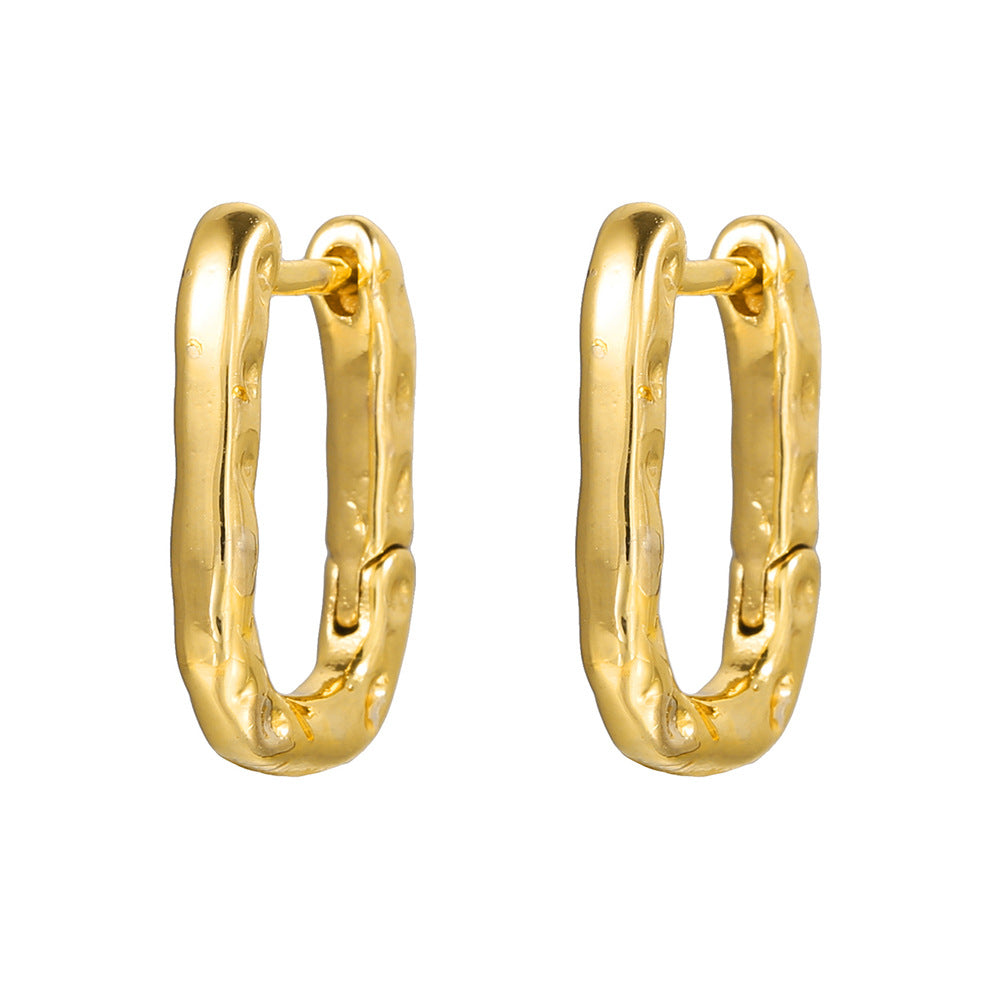 Minimalist Round Geometric Brass Plated Earrings