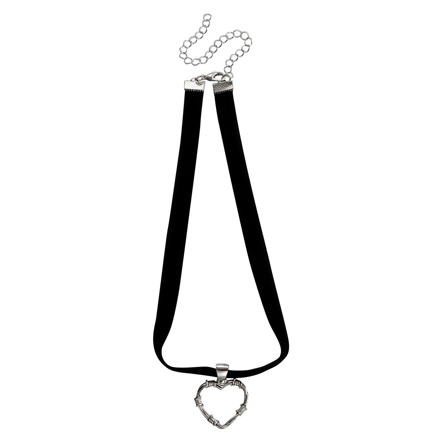 Gothic Style Cross Pendant Necklace with Black Satin Ribbon Short Clavicle Chain Alloy Plated Jewelry for Women