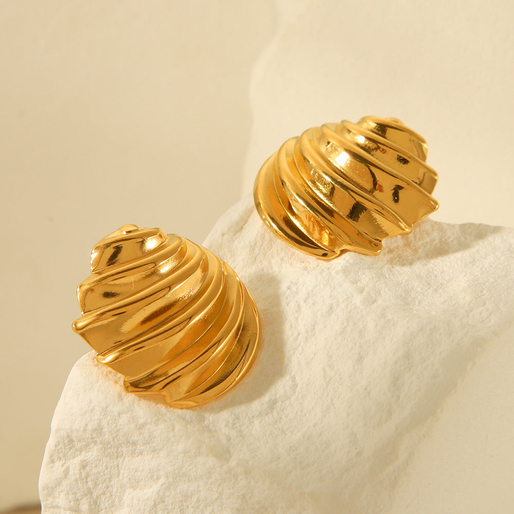 Ins Style Minimalist 18K Gold Plated Stainless Steel Geometric Irregular Twist Thread Earrings for Women