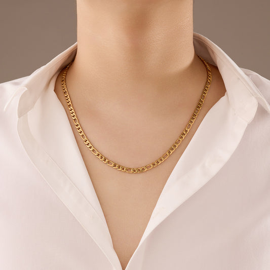 Minimalist Fashionable Stainless Steel Necklace with 18K Gold Plated Finish and Classic Chain Design for Women