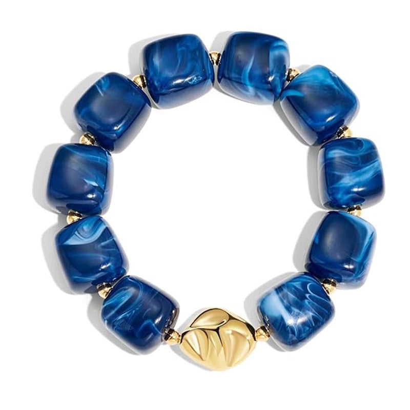 Vintage Minimalist Square Acrylic Beaded Bracelet Unisex