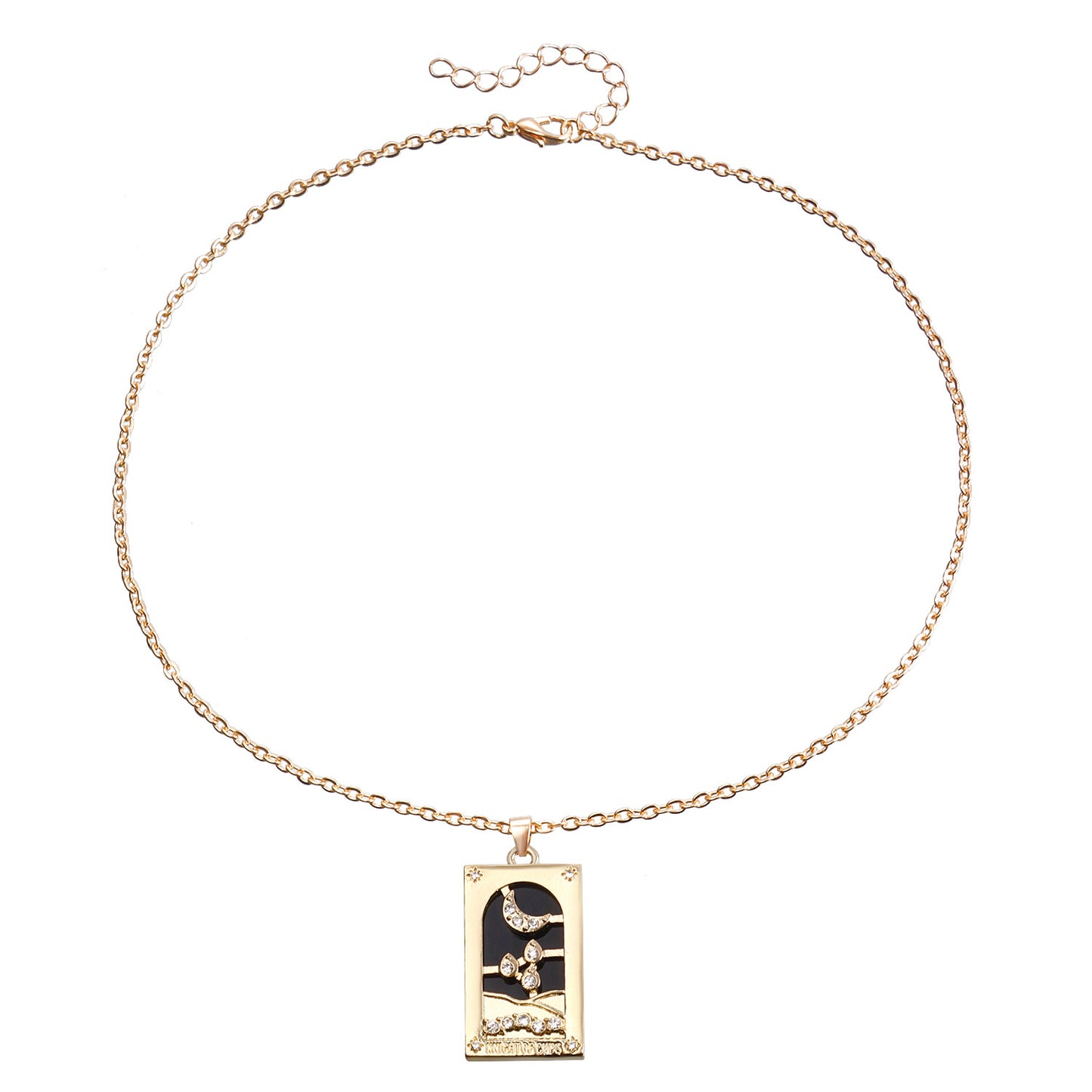 Minimalist Rectangular Tarot Pendant Necklace in Alloy with Plated Finish for Women