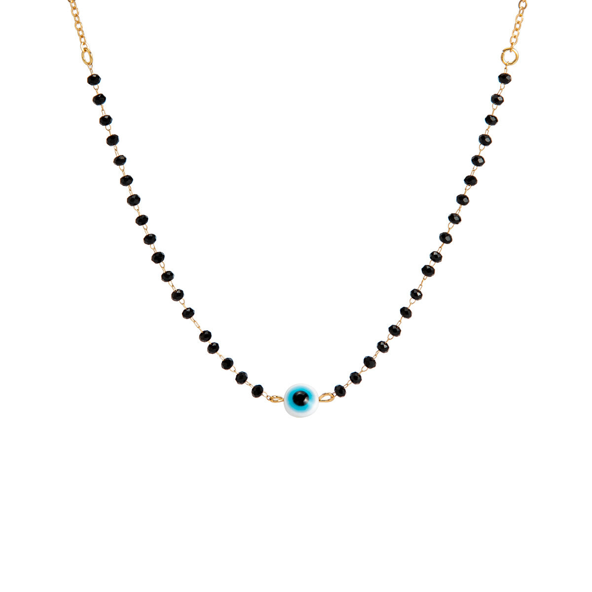 Minimalist Multi-Layer Necklace with Geometric Eye Pendant, Stainless Steel Chain, Tassel Accents, and Electroplated Finish