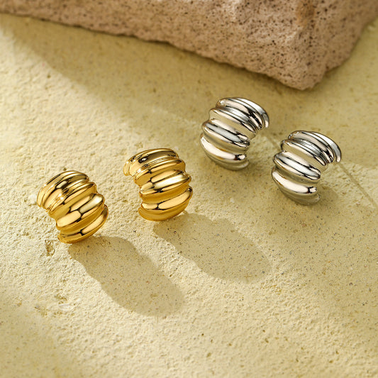 Minimalist Irregular Folded Titanium Steel Earrings for Women with Plated Finish