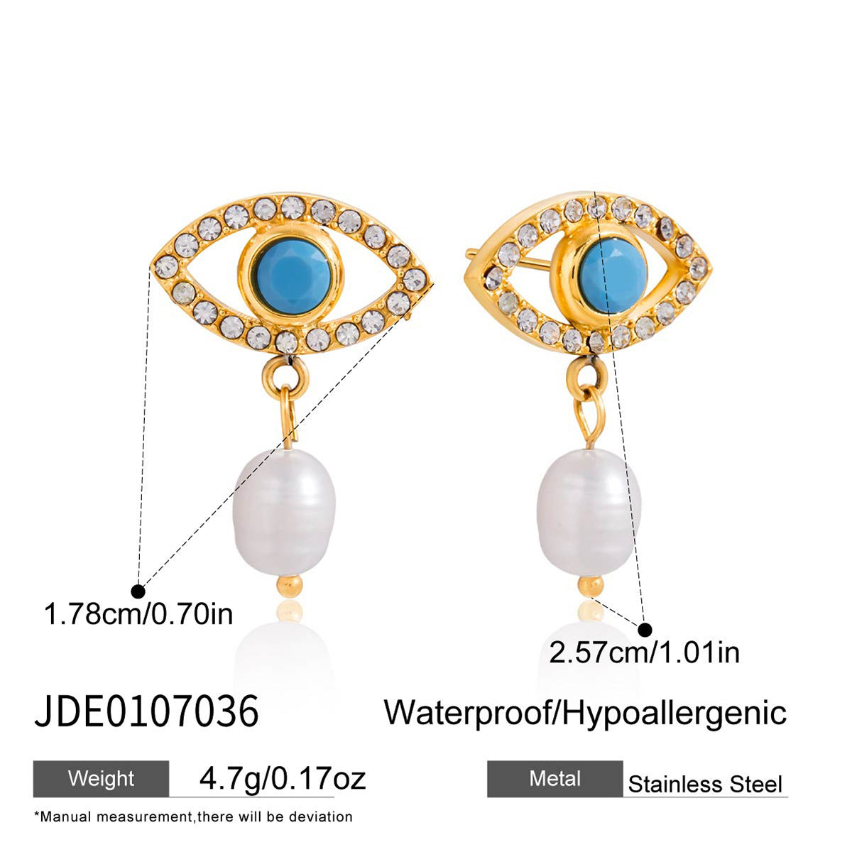 Pendientes de Perlas Geométricos de Acero Inoxidable con Acabado Chapado para Mujer Lujo Moda Uso Diario