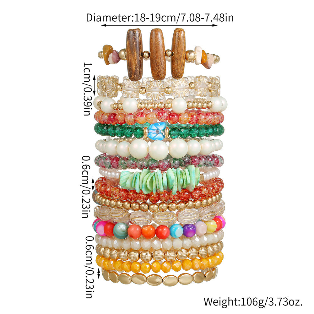 Fashion Geometric Round Coconut Shell Imitation Pearl Crystal Stone Handmade Bracelet