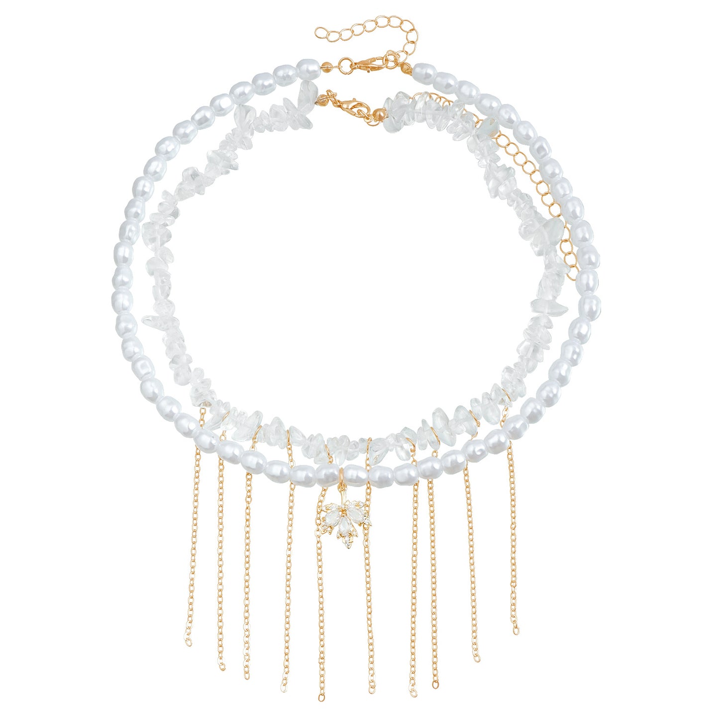 Trendy Fashion Collarbone Necklace for Women with Coconut Tree Pendant, Baroque Pearl Accents, Alloy Base, Electroplated Finish, Geometric Design