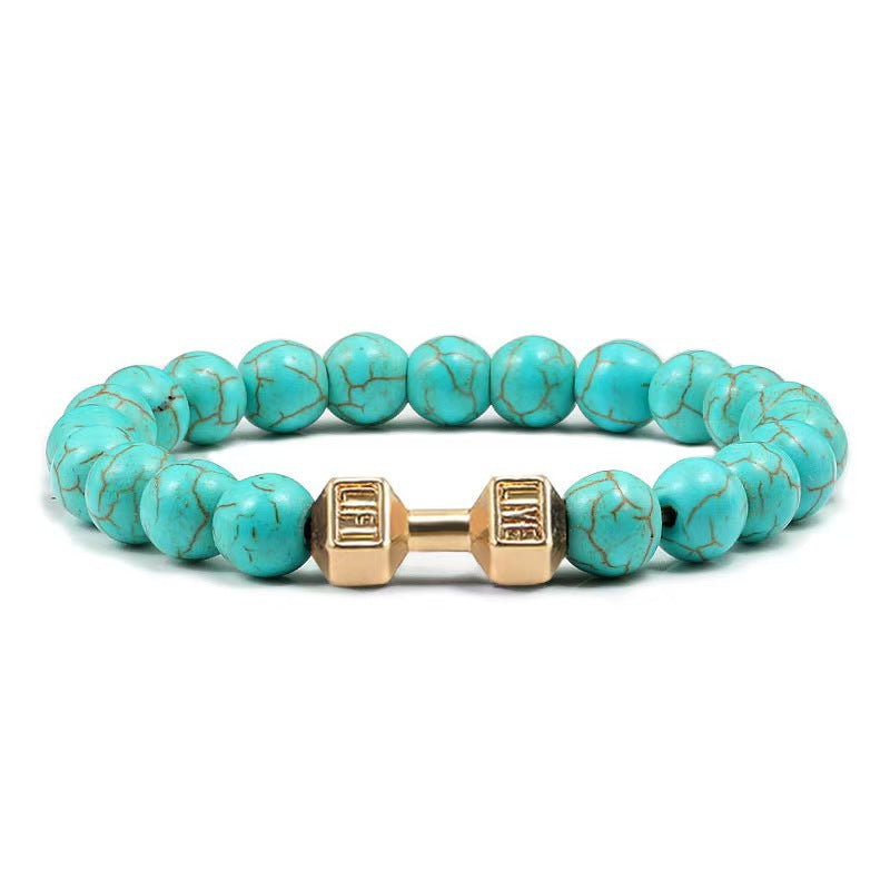 Fashion Matte Plated Alloy Beaded Bracelet Unisex Elastic Yoga Energy Bangle