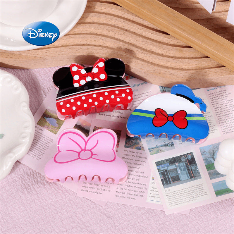 Cute Elegant Bow-Shaped Hair Claw for Kids Acrylic Hair Clip with Ruffled and Netted Details Princess Style Hair Accessory