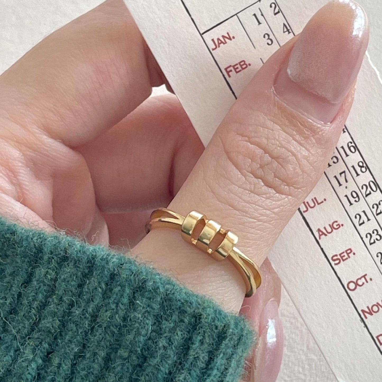 Anillo minimalista de plata de ley S925 con diseño circular geométrico para mujer