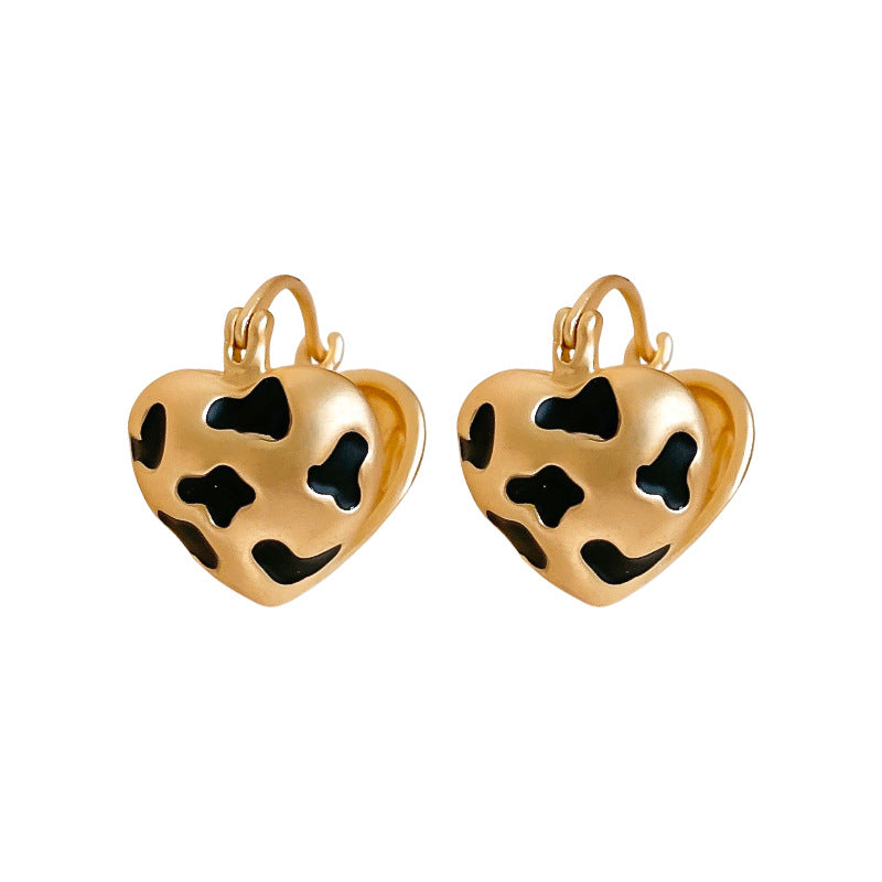 Vintage Chic Heart-Shaped Geometric Earrings with Gold-Plated Copper and Stainless Steel Posts for Women