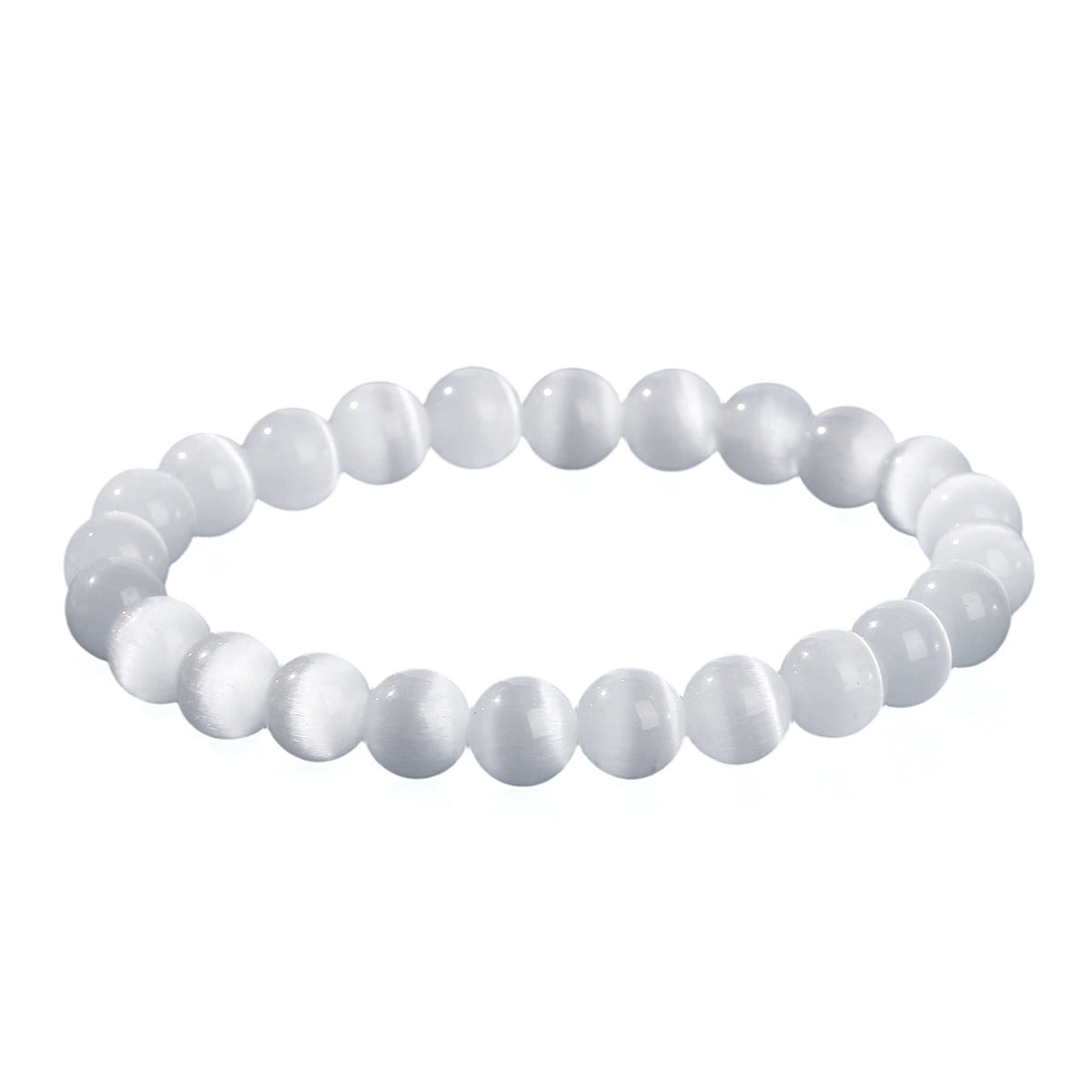 Elegant Round Cat's Eye Stone Beaded Bracelet for Women