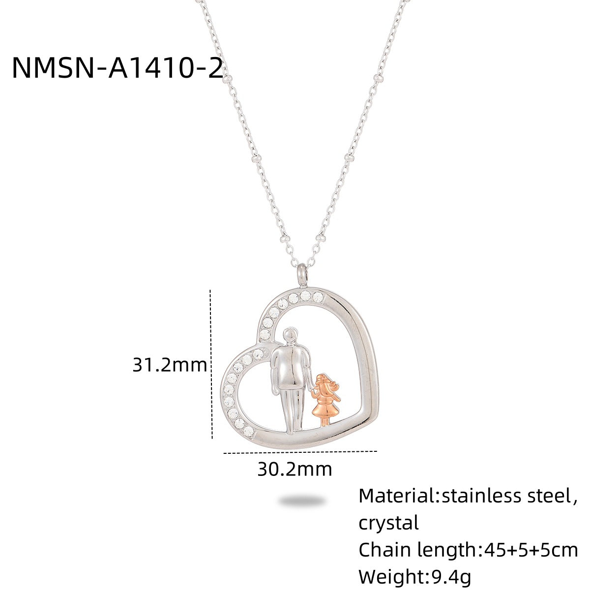 Collar con Colgante Minimalista de Acero de Titanio en Forma de Corazón para Mujer con Incrustaciones de Diamantes de Imitación y Acabado Chapado