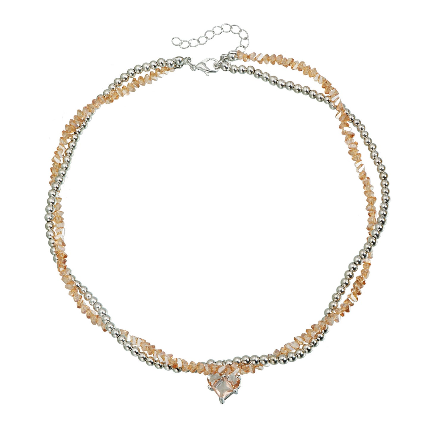 Elegant Geometric Heart Triangle Crystal Cubic Zirconia Alloy Necklace for Women
