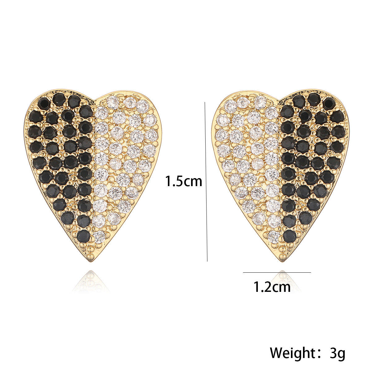 Minimalist Heart-Shaped Copper Earrings with Micro-Pave Zirconia for Women
