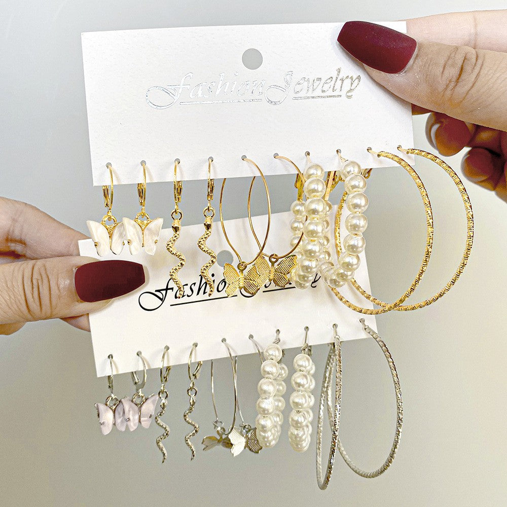Fashion Geometric Round Gold Plated Zinc Alloy C-Shape Hoop Earrings with 925 Sterling Silver Posts