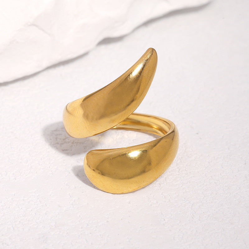 Minimalist Geometric Plated Stainless Steel Open Ring for Women