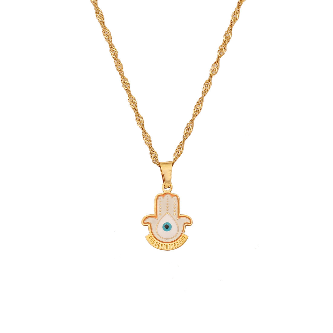 Collana Personalizzata in Acciaio Inossidabile con Smalto Geometrico a Occhio