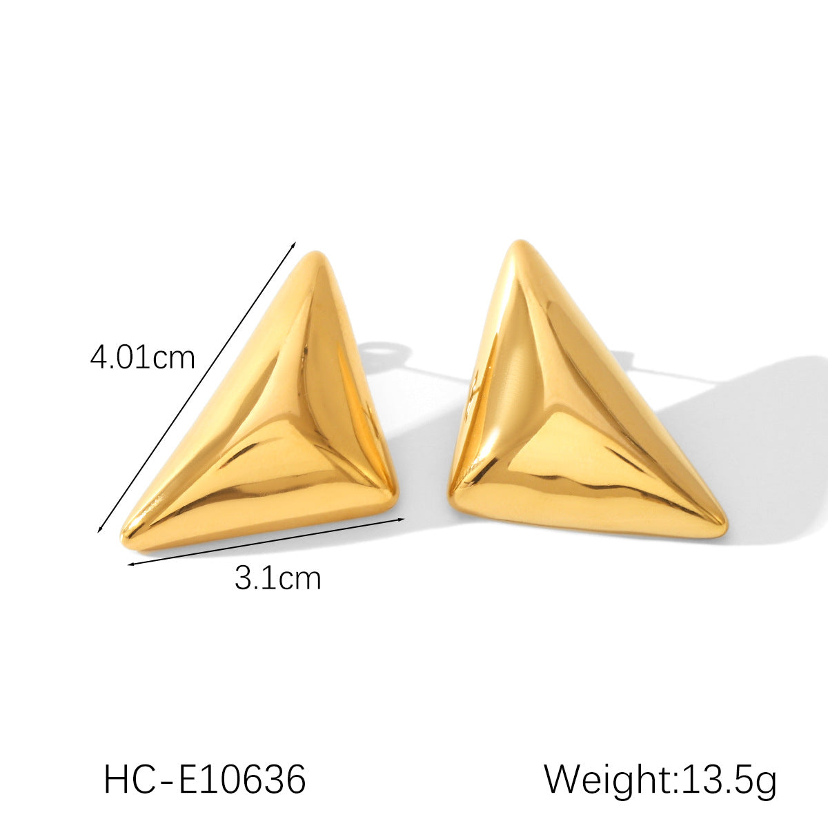 Minimalist Cold-Tone Geometric Triangle Stainless Steel Earrings for Women with Plated Finish Hypoallergenic Titanium Steel Studs