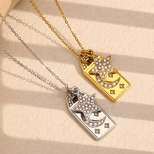 Collana con Ciondolo a Stella Geometrica da Donna in Acciaio Inossidabile Placcato Oro 18K, Minimalista e Alla Moda per l'Uso Quotidiano