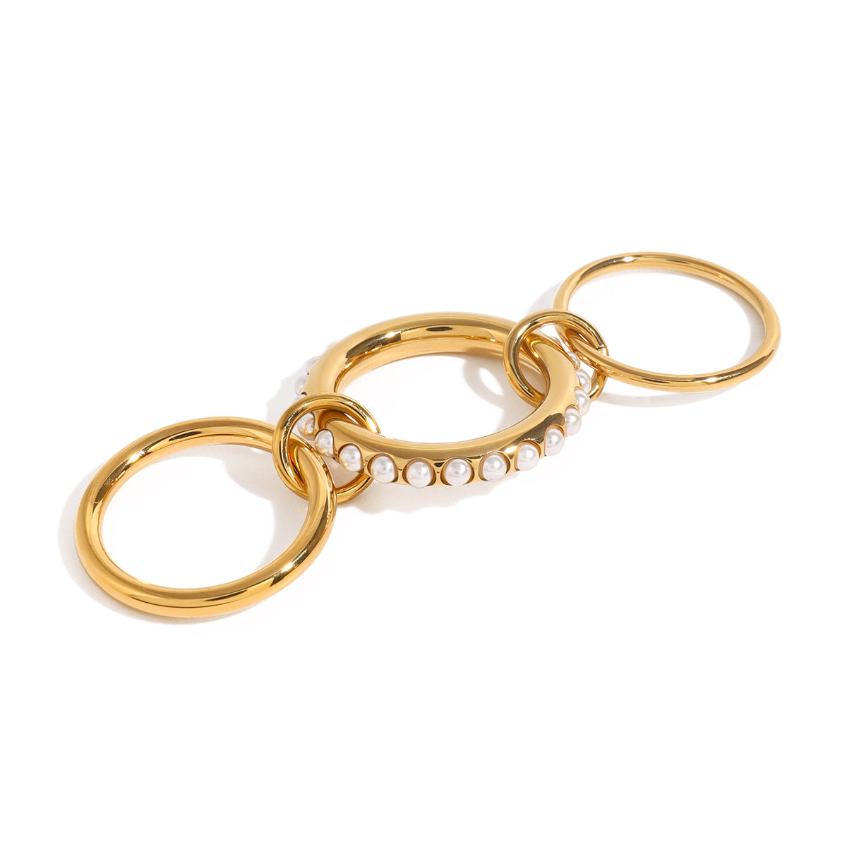 Geometric Stainless Steel Ring with Plating Finish for Women, Titanium Steel Fashion Ring for Stackable Wear