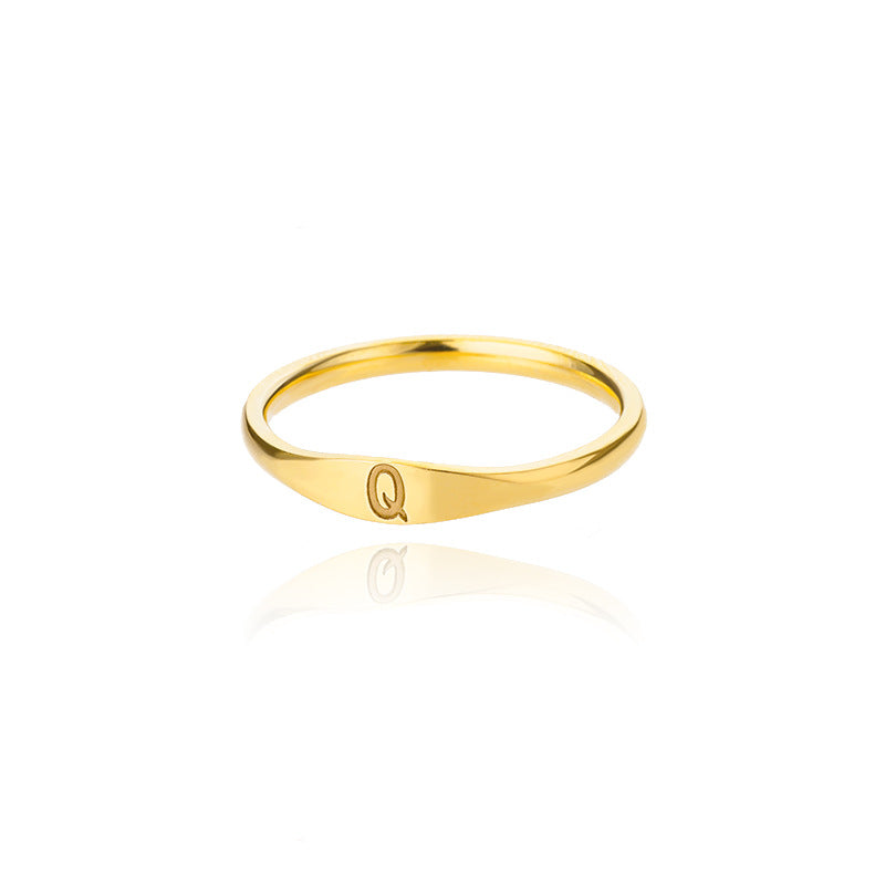 Minimalist Luxury Plated Stainless Steel Letter Ring Unisex